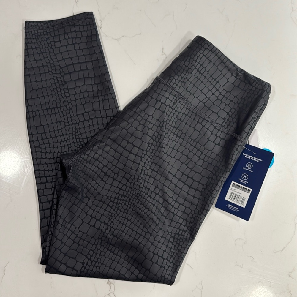 Black Crocodile Print Leggings